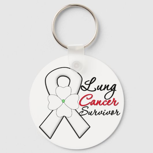 Lung Cancer Survivor Flower Ribbon Sleutelhanger (Voorkant)