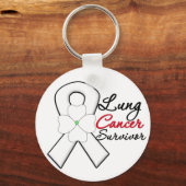 Lung Cancer Survivor Flower Ribbon Sleutelhanger (Voorkant)