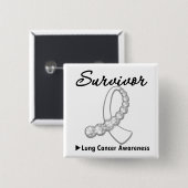 Lung Cancer Survivor Gemstone Ribbon Vierkante Button 5,1 Cm (Voorkant /achterkant)