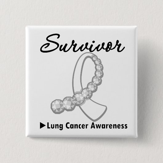Lung Cancer Survivor Gemstone Ribbon Vierkante Button 5,1 Cm (Voorkant)