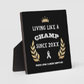 Lung Cancer Survivor laurel bladeren Fotoplaat (Voorkant)