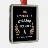  Lung Cancer Survivor laurel bladeren Metalen Ornament (Rechts)