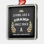  Lung Cancer Survivor laurel bladeren Metalen Ornament (Links)