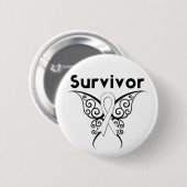 Lung Cancer Survivor Tribal Butterfly Ronde Button 5,7 Cm (Voorkant /achterkant)