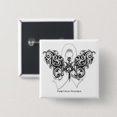 Lung Cancer Tribal Butterfly Vierkante Button 5,1 Cm (Voorkant /achterkant)