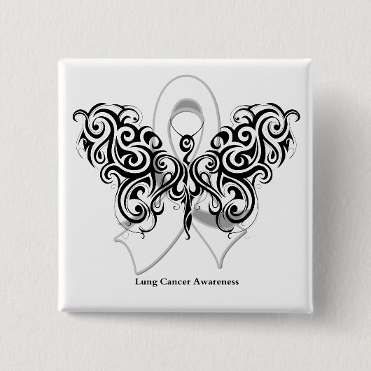 Lung Cancer Tribal Butterfly Vierkante Button 5,1 Cm (Voorkant)