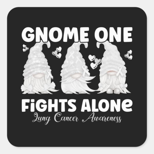 Lung Cancer White Ribbon Gnome Vierkante Sticker (Voorkant)