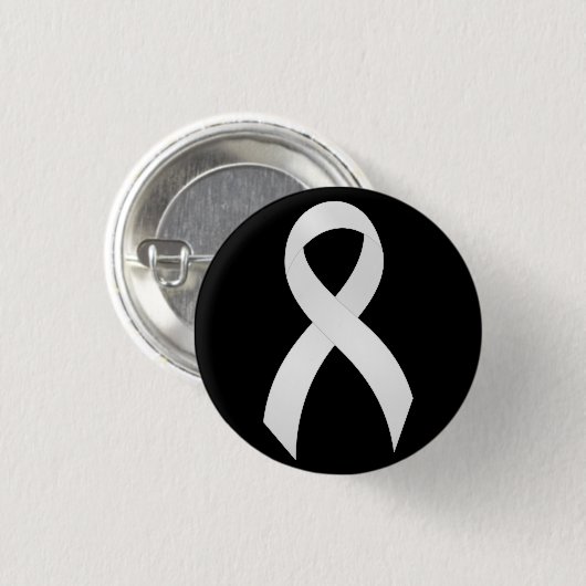 Lung Cancer White Ribbon Ronde Button 3,2 Cm (Voorkant /achterkant)