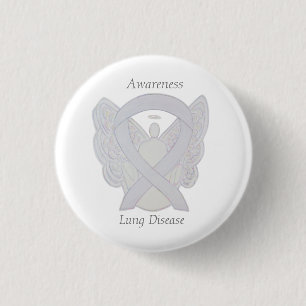 Lung Disease Awareness Angel Pearl Ribbon Art Pin Ronde Button 3,2 Cm