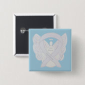Lung Disease Awareness Angel Pearl Ribbon Art Pin Vierkante Button 5,1 Cm (Voorkant /achterkant)