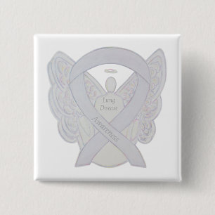 Lung Disease Awareness Angel Pearl Ribbon Art Pin Vierkante Button 5,1 Cm