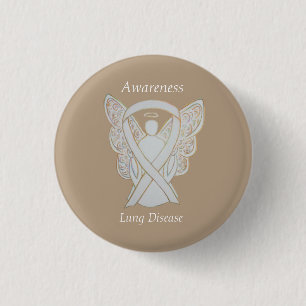 Lung Disease Awareness Angel White Ribbon Art Pin Ronde Button 3,2 Cm