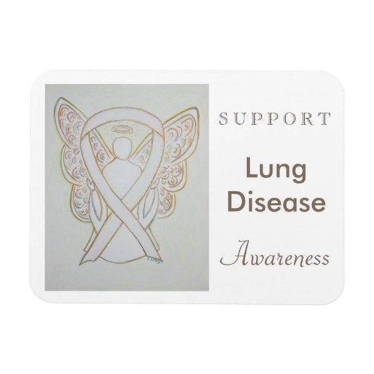 Lung Disease Awareness Ribbon Angel Custom Magnet Magneet (Horizontaal)