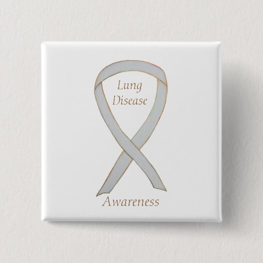 Lung Disease Awareness White Ribbon Art Pin Vierkante Button 5,1 Cm (Voorkant)