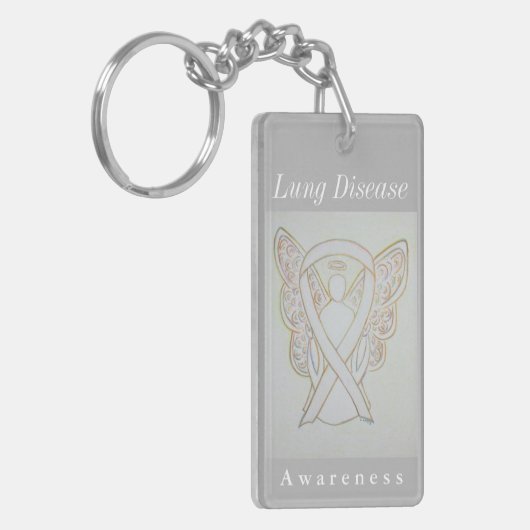 Lung Disease Awareness White Ribbon Sleutelhanger (Voorkant Links)