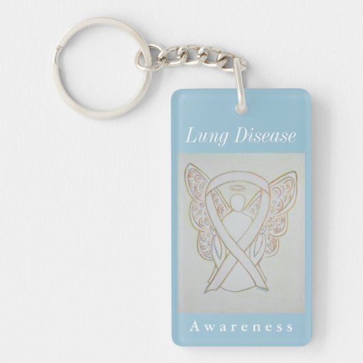 Lung Disease Awareness White Ribbon Sleutelhanger (Voorkant)