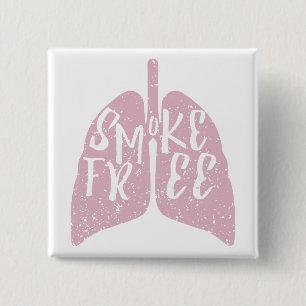 Lung Health Smoke Free Vierkante Button 5,1 Cm