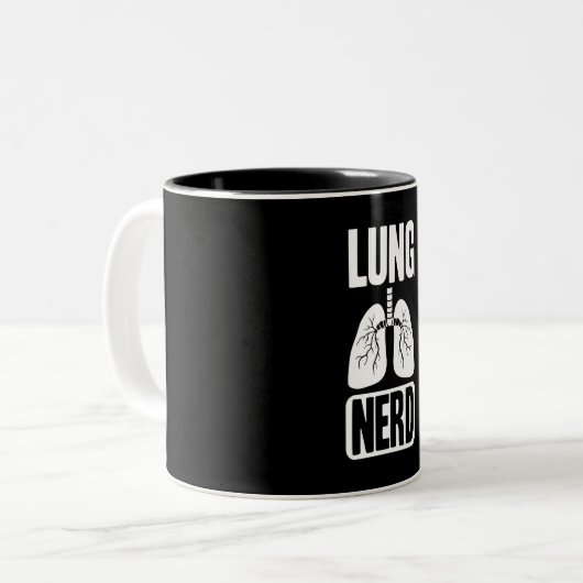 Lung Nerd RT Pulmonologist Respiratory Therapy Tweekleurige Koffiemok (Voorkant links)