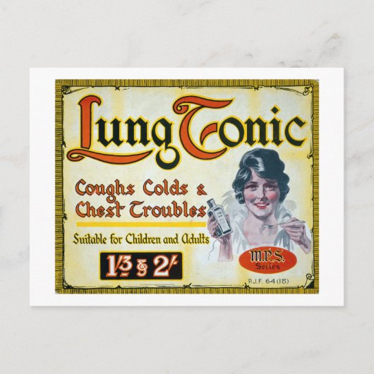  Lung Tonic Medical Drug Advertisement Briefkaart (Voorkant)
