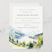 Lungern Switzerland Landscape Watercolor Birthday Kaart (Voorkant / Achterkant)