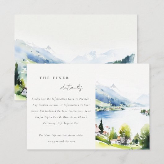 Lungern Switzerland Landscape Wedding Details Informatiekaartje (Voorkant / Achterkant)