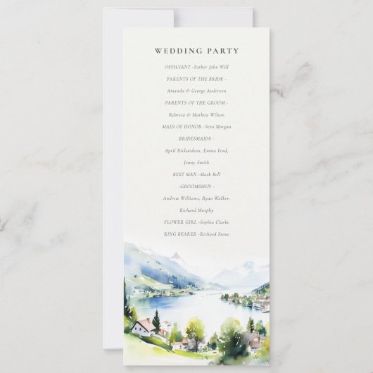 Lungern Switzerland Landscape Wedding Program Kaart (Achterkant)