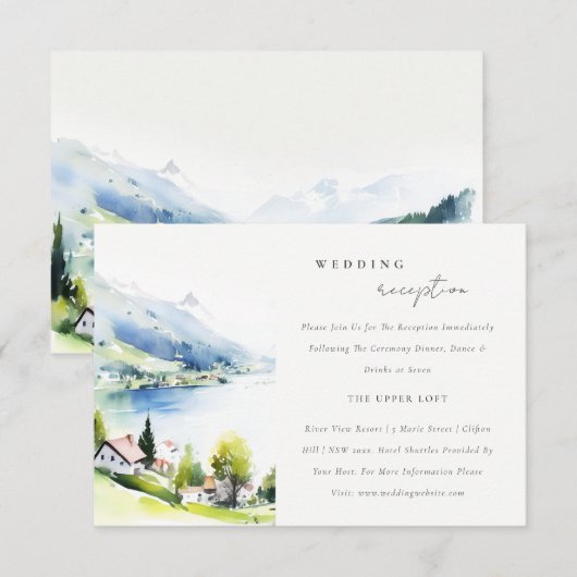 Lungern Switzerland Landscape Wedding Reception Informatiekaartje (Voorkant / Achterkant)