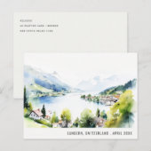 Lungern Switzerland Watercolor Landscape Travel Feestdagenkaart (Voorkant / Achterkant)