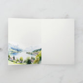 Lungern Switzerland Watercolor Landscape Wedding Bedankkaart (Binnen)