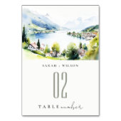 Lungern Switzerland Watercolor Landscape Wedding Kaart (Achterkant)