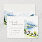 Lungern Switzerland Watercolor Landscape Wedding RSVP Kaartje (Voorkant / Achterkant)
