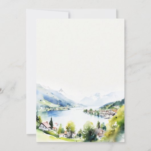 Lungern Switzerland Watercolor Wedding Shower Kaart (Achterkant)