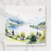 Lungern Zwitserland Aquarel Landschap Bruiloft Bedankjes Labels (Achterkant)