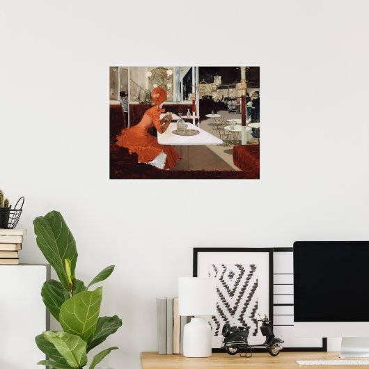 Lungren in het cafe schilderen poster (Thuiskantoor)