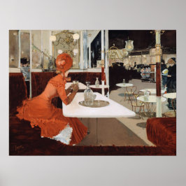Lungren in het cafe schilderen poster