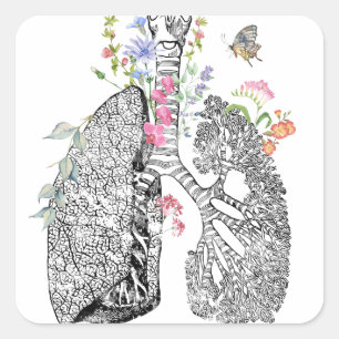 Lungs Art Vierkante Sticker