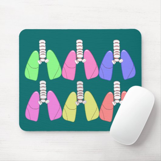 Lungs Multi-Colour-Respiratory Therapist Design Muismat (Met muis)
