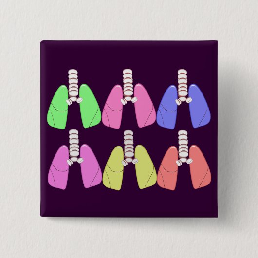 Lungs Multi-Colour-Respiratory Therapist Design Vierkante Button 5,1 Cm (Voorkant)