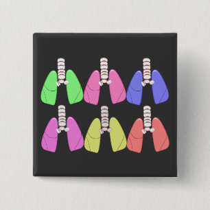 Lungs Multi-Colour-Respiratory Therapist Design Vierkante Button 5,1 Cm
