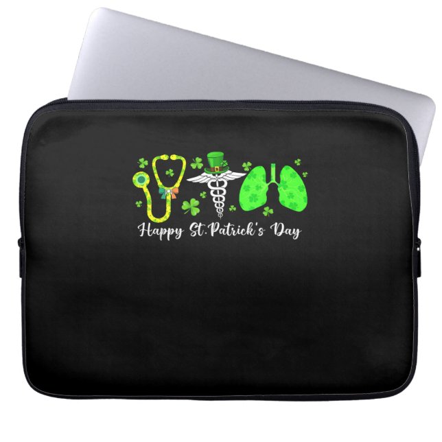 Lungs Respiratory Nurse Therapist Happy St Patrick Laptop Sleeve (Voorkant)
