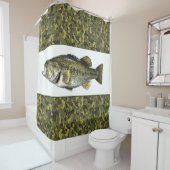 Lunker Largemouth Bass Vist Green Camo Douchegordijn (In situ)