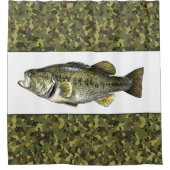 Lunker Largemouth Bass Vist Green Camo Douchegordijn (Voorkant)