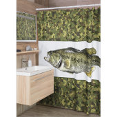 Lunker Largemouth Bass Vist Green Camo Douchegordijn