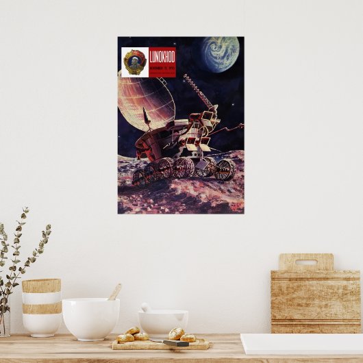 Lunokhod, USSR, 1973 — Sovjet- poster van de ruimt (Keuken)