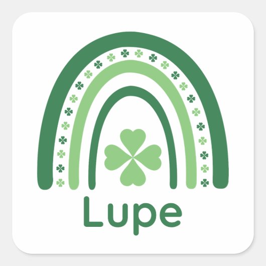 Lupe Name Clover Boho Rainbow Vierkante Sticker (Voorkant)