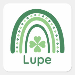 Lupe Name Clover Boho Rainbow Vierkante Sticker