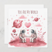 Lupercalia Astronaut Space Love Valentine Feestdagenkaart (Voorkant / Achterkant)