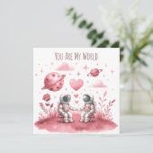 Lupercalia Astronaut Space Love Valentine Feestdagenkaart (Staand voorkant)