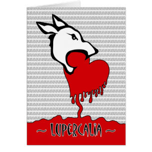 Lupercalia Day, Wolf eet een rood hart, xoxo