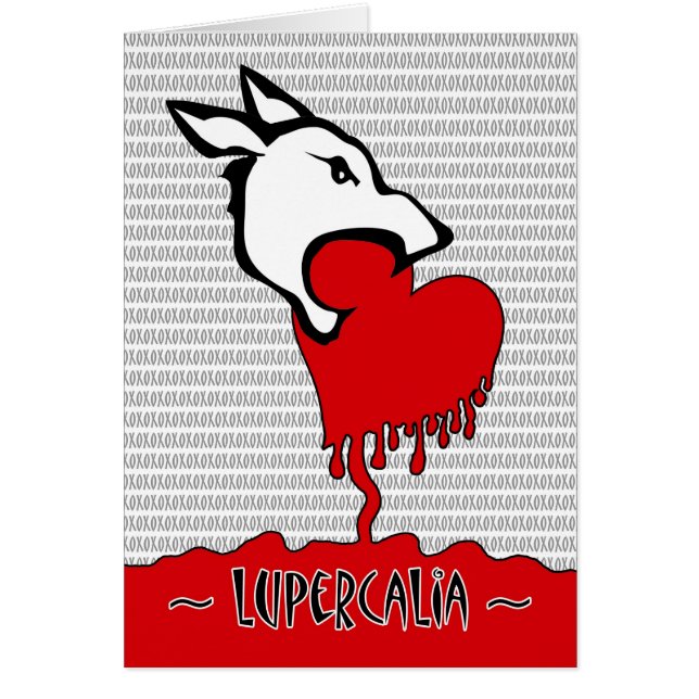 Lupercalia Day, Wolf eet een rood hart, xoxo (Voorkant)